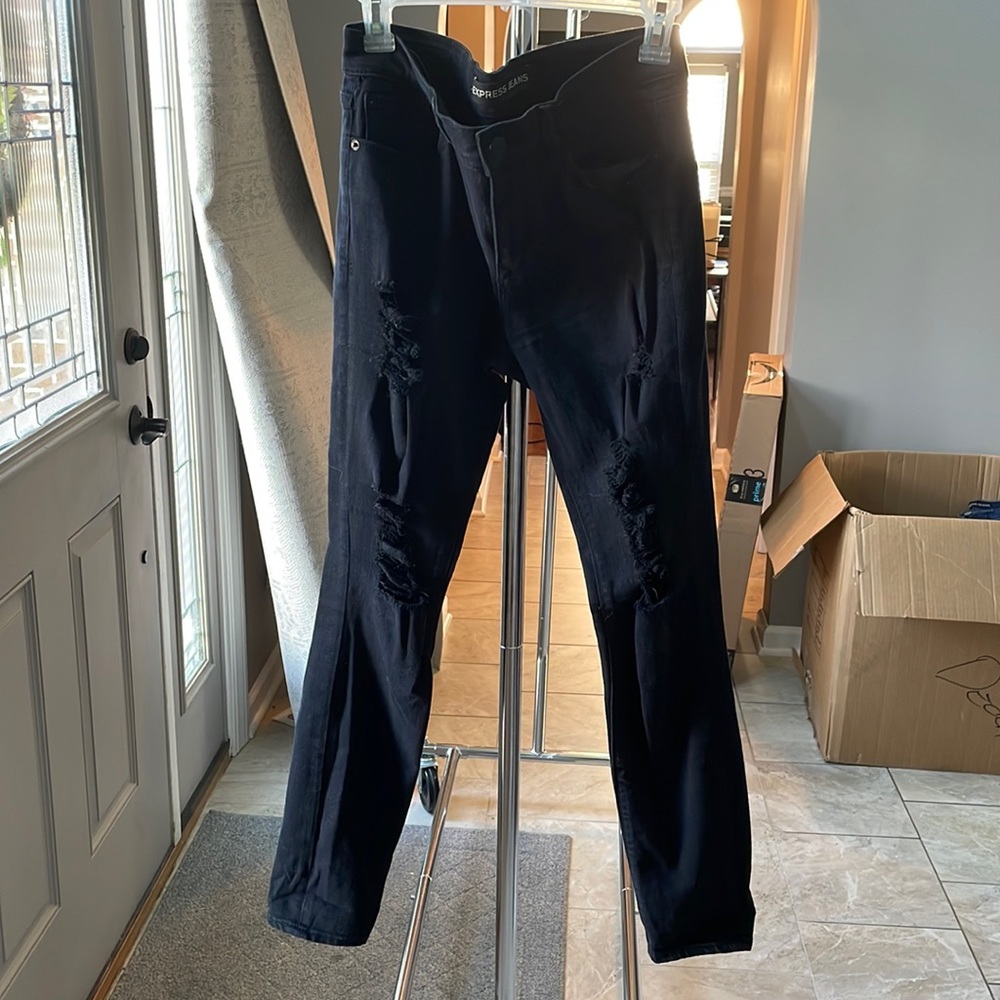 Express black ripped jeans